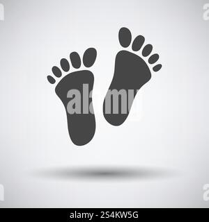 Fuß drucken Symbol auf grauem Hintergrund mit runden Schatten. Vector Illustration. Stock Vektor