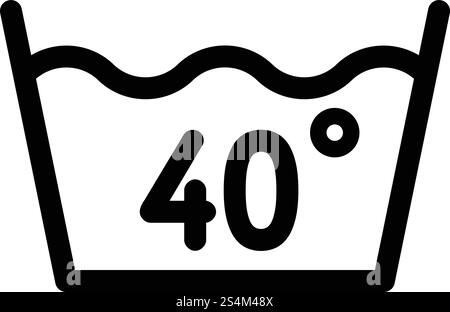 Bei 40 Grad waschen oder Balgsymbol. Umrisswäsche bei 40 Grad oder Balgvektorsymbol für Webdesign isoliert auf weißem Hintergrund. Waschen bei 40 Grad oder Balg-Symbol, Umrissstil Stock Vektor