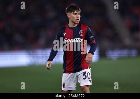 Bologna, Italien. Januar 2025. Benja Dominguez (Bologna) während des italienischen Spiels der Serie A zwischen Bologna 2-2 Roma im Renato Dallara Stadion am 12. Januar 2025 in Bologna, Italien. Kredit: Maurizio Borsari/AFLO/Alamy Live News Kredit: Aflo Co. Ltd./Alamy Live News Stockfoto