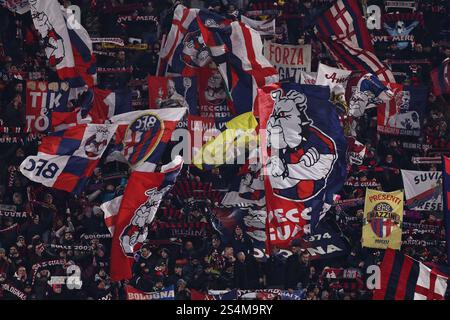 Bologna, Italien. Januar 2025. Fans (Bologna) beim italienischen Spiel der Serie A zwischen Bologna 2-2 Roma im Renato Dallara Stadion am 12. Januar 2025 in Bologna, Italien. Kredit: Maurizio Borsari/AFLO/Alamy Live News Kredit: Aflo Co. Ltd./Alamy Live News Stockfoto