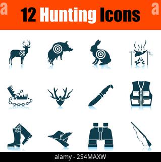 Die Jagd auf das Symbol Einrichten. Schatten Reflexion Design. Vector Illustration. Stock Vektor