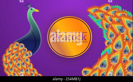 Pfauenvogel-Konzept-Banner. Cartoon Illustration des Pfauvogels Vektor Konzept Banner für Web Design. Pfauenvogel-Konzept-Banner, Cartoon-Stil Stock Vektor