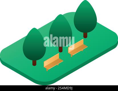 Symbol „Parkbank Place“ (Parkbank). Isometrisch des Vektorsymbols der Parkbank für Webdesign isoliert auf weißem Hintergrund. Symbol für die Parkbank im isometrischen Stil Stock Vektor