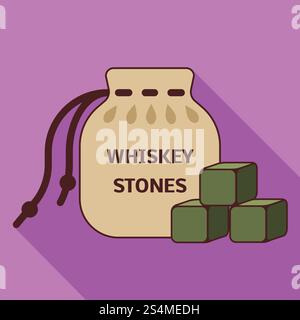 Whiskey-Steine-Symbol. Flache Illustration von Whiskey-Steinen-Vektor-Symbol für Webdesign. Whiskey-Steine-Symbol, flacher Stil Stock Vektor