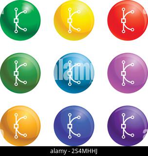 Tintenstift-Symbole Vektor 9 Farbsatz isoliert auf weißem Hintergrund für jedes Webdesign. Tintenstiftsymbole legen den Vektor fest Stock Vektor