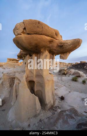 Erkunden Sie die einzigartigen Felsformationen der Bisti de-Na-Zin Wilderness in New Mexico, USA Erosion und Zeit haben diese fesselnden Hoodoos in einer atemberaubenden Form geformt Stockfoto