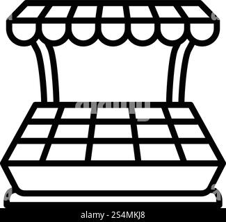 Symbol für den Gemüsekiosk. Umreißen Sie Gemüse Kiosk Vektor-Symbol für Web-Design isoliert auf weißem Hintergrund. Gemüsekiosk-Symbol, Umrissstil Stock Vektor