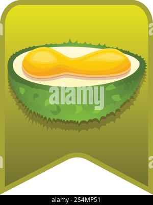 Half Dura-Logo. Cartoon des halb Durianischen Vektor-Logos für Webdesign isoliert auf weißem Hintergrund. Halb-Durian-Logo, Cartoon-Stil Stock Vektor