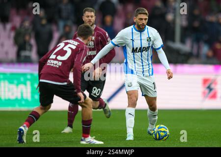 Salerno, Italien. Januar 2025. Domenico Berardi von US Sassuoloo im Spiel der Serie B zwischen US Salernitana und US Sassuolo im Stadio Arechi, Salerno, Italien am 12. Januar 2025. Quelle: Nicola Ianuale/Alamy Live News Stockfoto