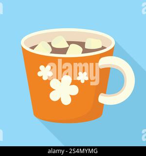 Marshmallow-Symbol für Kaffeetasse. Flache Illustration des Kaffeetasse Marshmallow-Vektorsymbols für Web-Design. Kaffeetasse Marshmallow-Symbol, flacher Stil Stock Vektor
