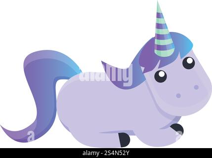 Symbol des sitzenden Einhorns. Cartoon des sitzenden Einhornvektorsymbols für Webdesign isoliert auf weißem Hintergrund. Sitzende Einhornfigur im Cartoon-Stil Stock Vektor
