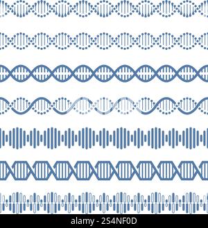 Das menschliche Genom-Strukturmodell dna-Vektor-nahtlose Musterbürsten. Helixstruktur dna, Forschung menschliches Genom, Vektor-Illustration. Das menschliche Genom-Strukturmodell dna-Vektor-nahtlose Musterbürsten Stock Vektor