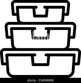 Stack mit Brotbox-Symbol. Umrissstapel des Lunchbox-Vektorsymbols für Webdesign isoliert auf weißem Hintergrund. Stack der Lunchbox-Ikone, umrissener Stil Stock Vektor