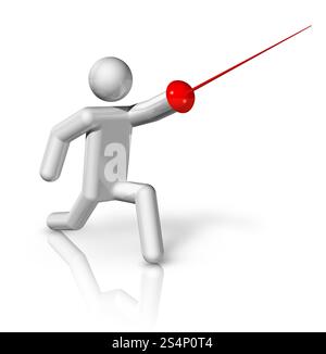 Dreidimensionales Fechtsymbol, olympische Sportserie. 3D-Symbol umzäunen Stockfoto