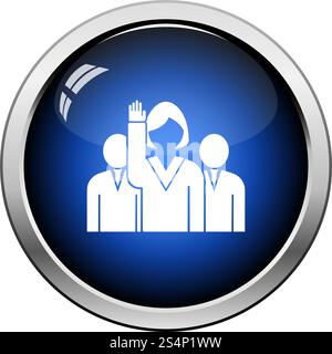 Abstimmung Dame mit Männer hinter Symbol. Glänzendes Design. Vector Illustration. Stock Vektor