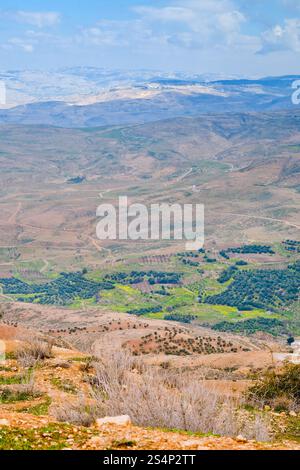 Ansicht des gelobten Landes vom Berg Nebo in Jordanien Stockfoto