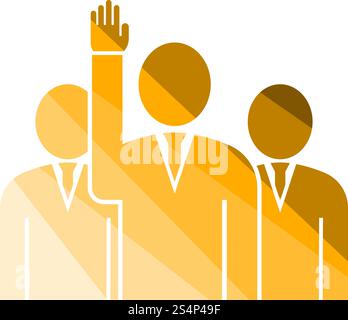 Abstimmung Mann mit Männer hinter Symbol. Flachen Farbe Leiter Design. Vector Illustration. Stock Vektor