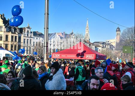 Nationaler Streik- und protestmarsch gegen Pensionspläne, organisiert vom öffentlichen Sektor in der Region Brüssel-Hauptstadt, Belgien, 13. Januar 2025 Stockfoto