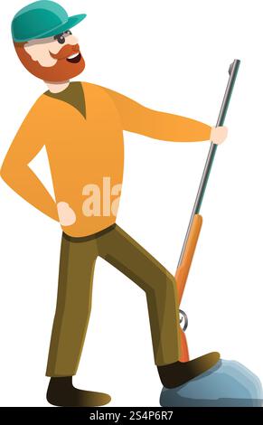 Hunter gewinnt das Preissymbol. Zeichentrick des Jägers gewinnen das Preisvektor-Symbol für Webdesign isoliert auf weißem Hintergrund. Hunter gewinnt die Preisfigur im Cartoon-Stil Stock Vektor