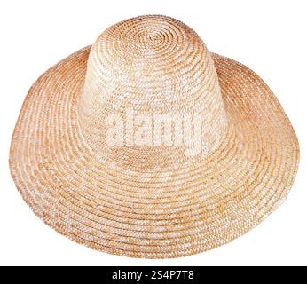 Land Stroh breiter Krempe Hut isoliert auf weißem Hintergrund Stockfoto