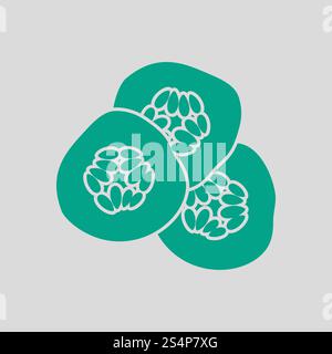 Gurkenscheiben für SPA-Symbol. Grün auf grauem Hintergrund. Vector Illustration. Stock Vektor