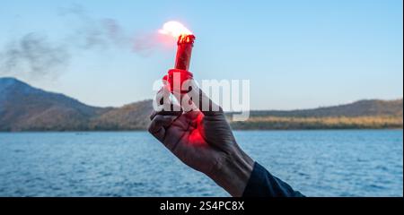 Flares Warnungen Notfackeln Feuerwerk Stockfoto