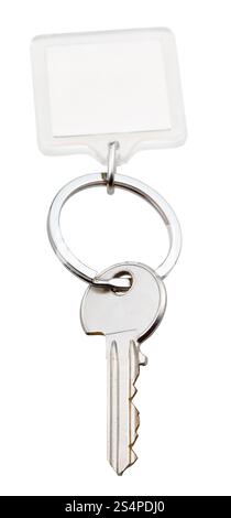eine home-Taste und quadratischen Schlüsselbund auf Ring isoliert auf weißem Hintergrund Stockfoto