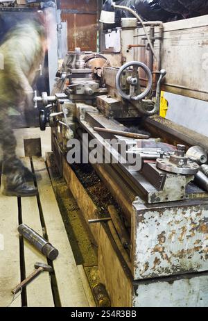 alte Drehbank Drehmaschine drehen workshop Stockfoto