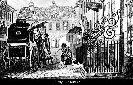 Die Abfahrt, 1813. Von Thomas Rowlandson (1757–1827), nach James Green (1771–1834). Aus Poetical Sketches of Scarborough, 1813. Stockfoto