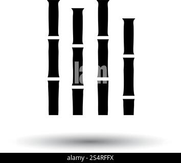 Bambus Zweige Symbol. Schwarz auf weißem Hintergrund mit Schatten. Vector Illustration. Stock Vektor