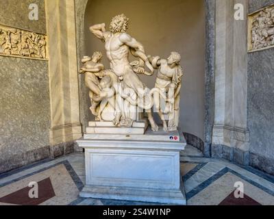 Laokoon und seine Söhne, eine Marmorstatue in den Vatikanischen Museen, Vatikanstadt, Rom, Italien. Griechischer oder römischer Ursprung. Stockfoto