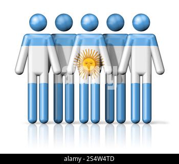 Flagge von Argentinien auf der Stabfigur – Symbol der nationalen und sozialen Gemeinschaft in 3D. Die Flagge Argentiniens auf der Stabfigur Stockfoto