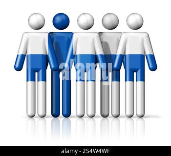 Flagge Finnlands auf der Stabfigur – Symbol der nationalen und sozialen Gemeinschaft in 3D. Flagge Finnlands auf der Stabfigur Stockfoto