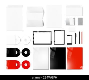 Branding Identität Entwurfsvorlage Mock-up, isoliert auf weißem Hintergrund Stockfoto