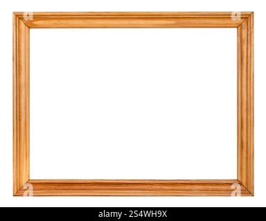 Vintage einfache schmale hölzerne Bilderrahmen mit ausgeschnittenen Leerzeichen isoliert auf weißem Hintergrund Stockfoto
