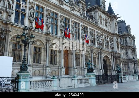 Das Hotel de Ville, Rathaus in Paris, Frankreich. Baujahr 1533-1835. Wiederaufbau 1873-1892. Die Architekten Theodore Ballu und Edouard Deperthes. Stockfoto