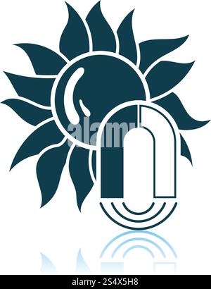 Magnetischer Sturm Symbol. Schatten Reflexion Design. Vector Illustration. Stock Vektor