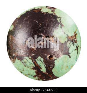 Runde Perlen aus grünem Türkis natürlichen mineralischen Edelstein isoliert auf weißem Hintergrund Stockfoto