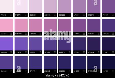 Trendige UV-Farbmuster. Neue Saison Mode Lavendelfarben Vektor-Set. Violette Farbe, lila Palette Kollektion, Mode Lavendelton Illustration. Trendige UV-Farbmuster. Neue Saison Mode Lavendelfarben Vektor-Set Stock Vektor