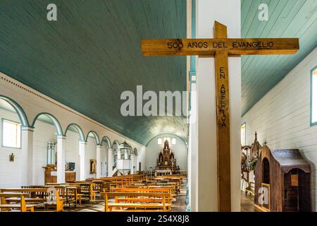 Kirche unserer Lieben Frau der Patenschaft, Nationaldenkmal von Chile und Weltkulturerbe, Tenaun, Nationaldenkmal von Chile, Chiloé-Inseln, Los Lagos Stockfoto