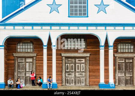 Kirche unserer Lieben Frau der Patenschaft, Nationaldenkmal von Chile und Weltkulturerbe, Tenaun, Nationaldenkmal von Chile, Chiloé-Inseln, Los Lagos Stockfoto