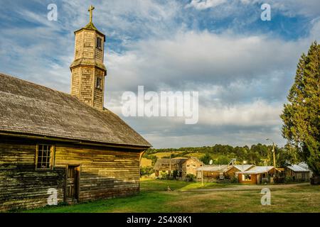 Quinchao Kirche, 19. Jahrhundert, Nationaldenkmal von Chile und Weltkulturerbe, Nationaldenkmal von Chile, Chiloé Inseln, Los Lagos Region, Repub Stockfoto