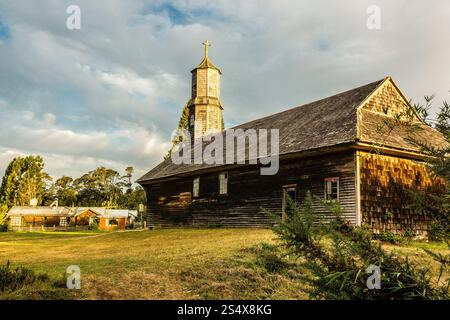 Quinchao Kirche, 19. Jahrhundert, Nationaldenkmal von Chile und Weltkulturerbe, Nationaldenkmal von Chile, Chiloé Inseln, Los Lagos Region, Repub Stockfoto