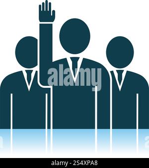 Abstimmung Mann mit Männer hinter Symbol. Schatten Reflexion Design. Vector Illustration. Stock Vektor