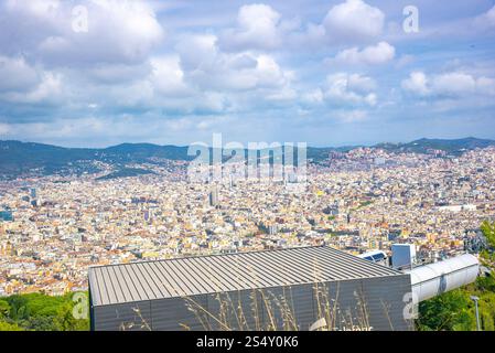 Blick auf Barcelona Landschaft vom Montjuic Berg, Spanien Stockfoto