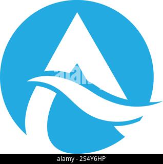 Ein Anfangsbuchstabe mit Water Wave Logo Design Vektor Vorlage Stock Vektor