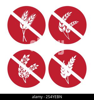 Glutenfreie Symbole mit Weizen- und Roggenohren. Vektorabbildung. Glutenfreie Symbole mit Weizen- und Roggenohren Stock Vektor