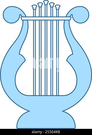 Lyra Symbol. Dünne Linie mit blauer Füllung Design. Vector Illustration. Stock Vektor
