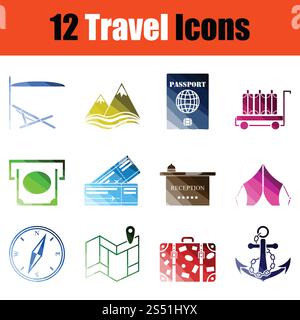 Satz von Reisen Symbole. Gradient Farbgestaltung. Vector Illustration. Stockfoto