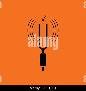 Stimmgabel-Symbol. Orangefarbenen Hintergrund mit schwarz. Vektor-Illustration. Stockfoto